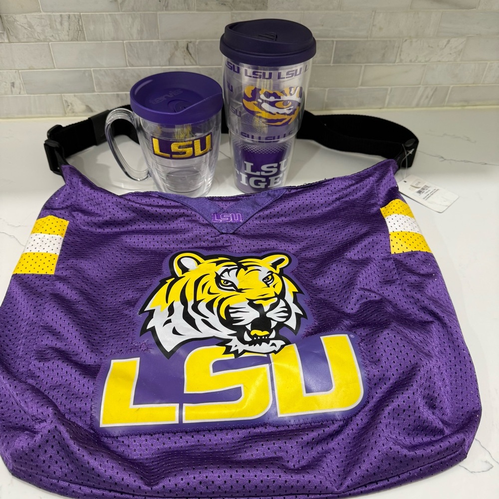Purple & Gold Tiger Crest Shoulder Bag